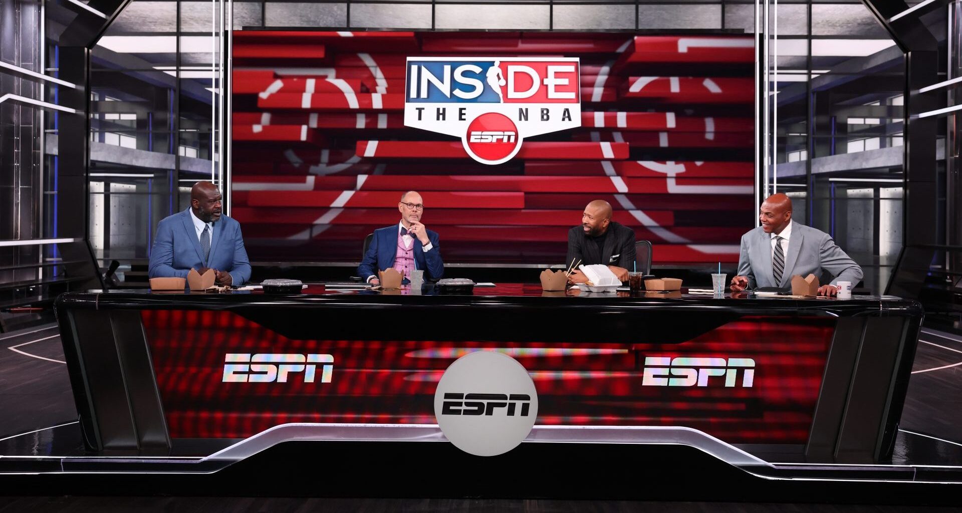 Atlanta, GA - March 7, 2026 - Turner Studios: Shaquille O'Neal , Ernie Johnson, Kenny Smith, and Charles Barkley during the 2026 NBA marketing campaign featuring Inside the NBA on ESPN.