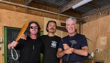 Former James Bond star Pierce Brosnan makes knife with Northland artisan