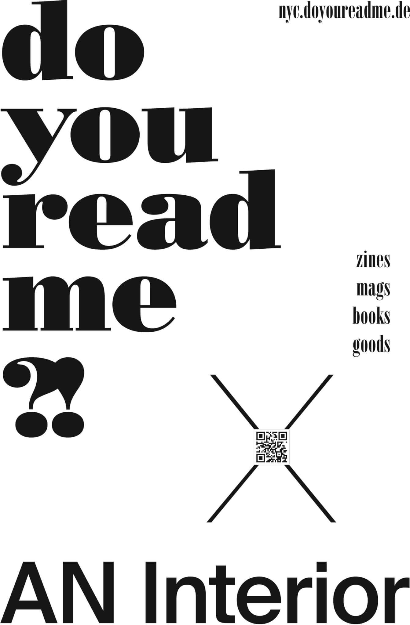 poster for do you read me?! nyc × <em>AN Interior</em> pop-up bookstore