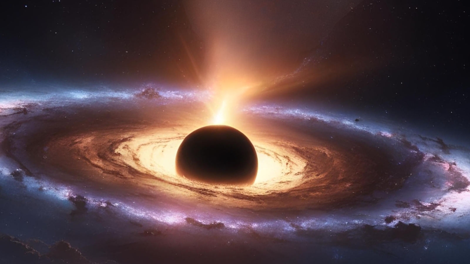 An illustration shows a supermassive black hole surrounded by nothing but gas and dust