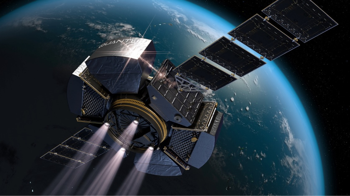 Artist's illustration of a spacecraft high above Earth