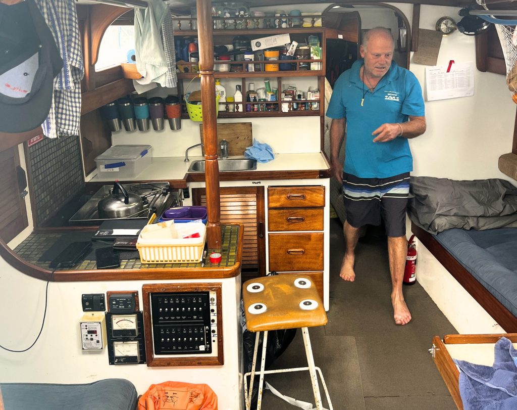 A peek below. Home for Doug Esterman on his Salthouse Cavalier 39, Fair Seasons, for up to 12 days (or so). // Photo credit: Boating New Zealand