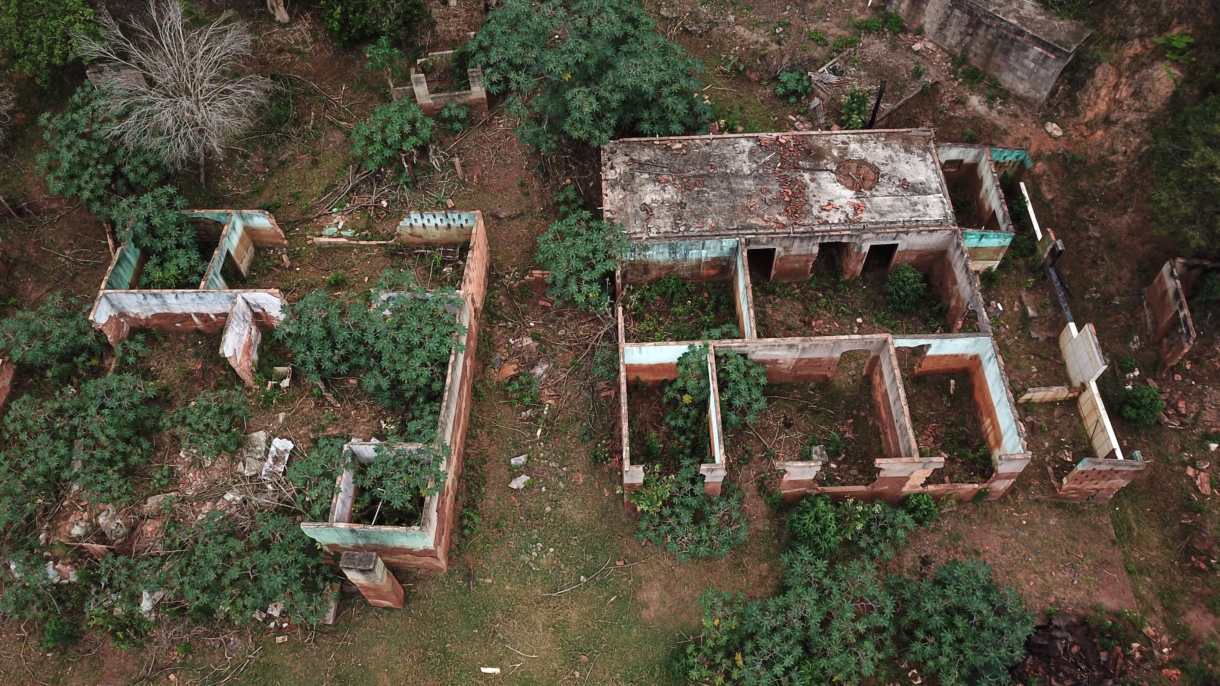 Ruins of a house destroyed by floods following the deadly collapse of the Fundao dam in 2015 in Paracatu de Baixo village, Mariana district, Minas Gerais state, Brazil