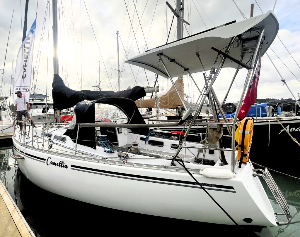 Camellia, the 1976 Cavalier 26 which Ben Ball will sail solo from Opua to Southport, Gold Coast in the 2026 Solo Trans-Tasman Yacht Challenge. // Photo credit: Boating New Zealand