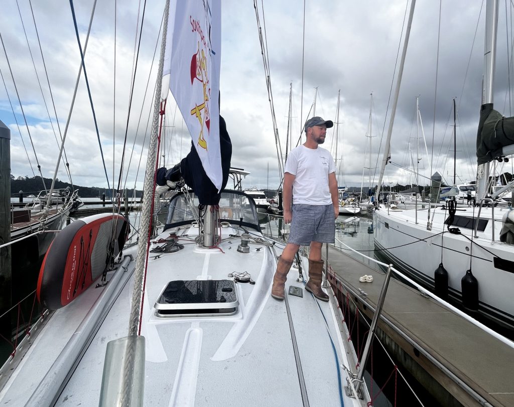 Ben Ball onboard Camellia, his 1976 Cavilier 36. // Photo credit: Boating New Zealand