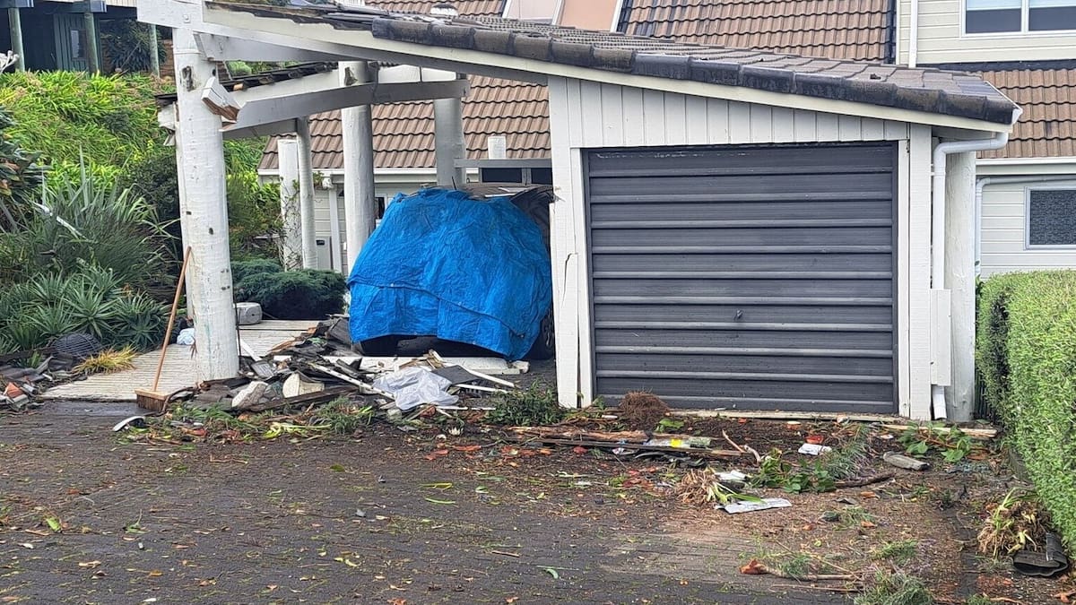 Tauranga crash leaves a trail of damage but no serious injury