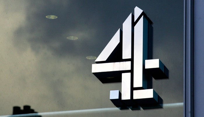 The logo of Britain's Channel 4 television station is pictured at the company's headquarters in central London.