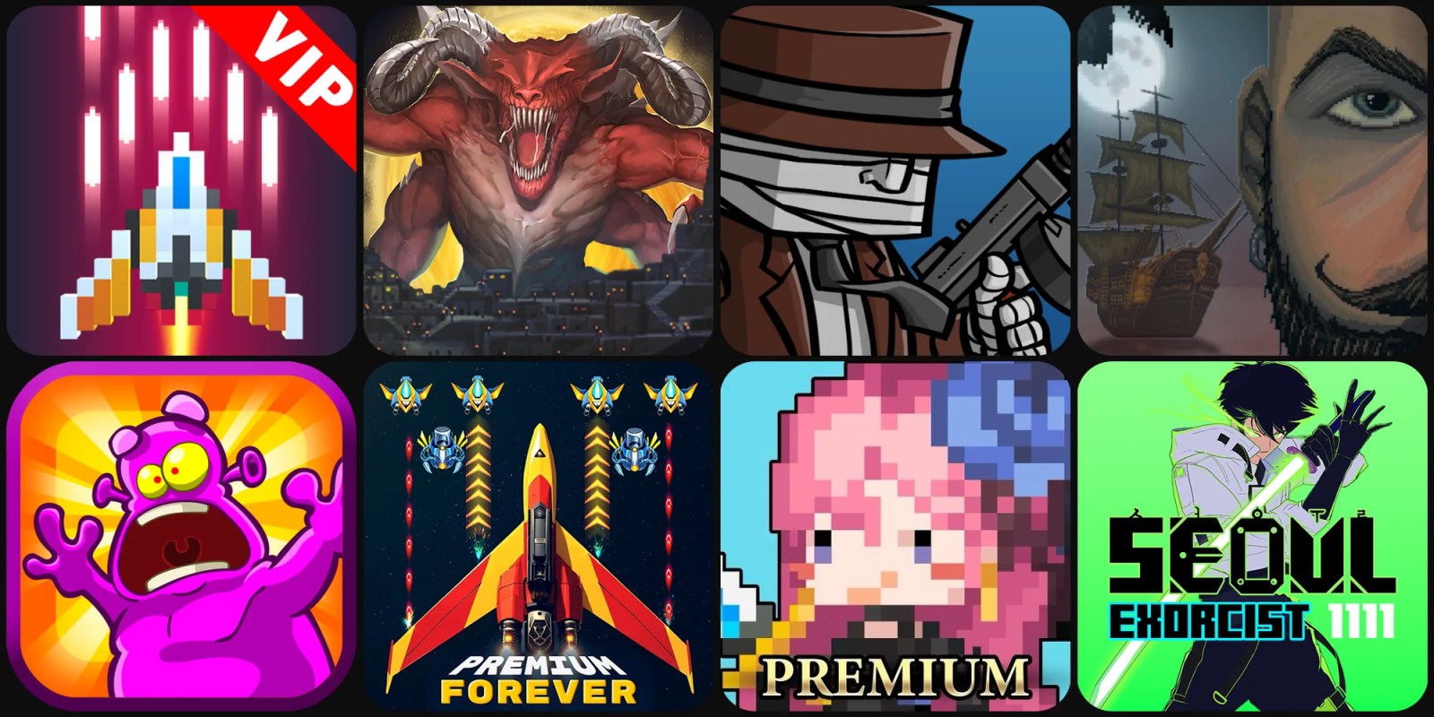 A collage of video game graphics