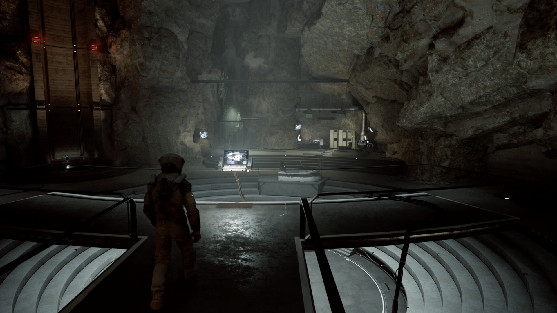 Screenshot from the video game Lunar Strike. An astronaut is exploring the Moon.