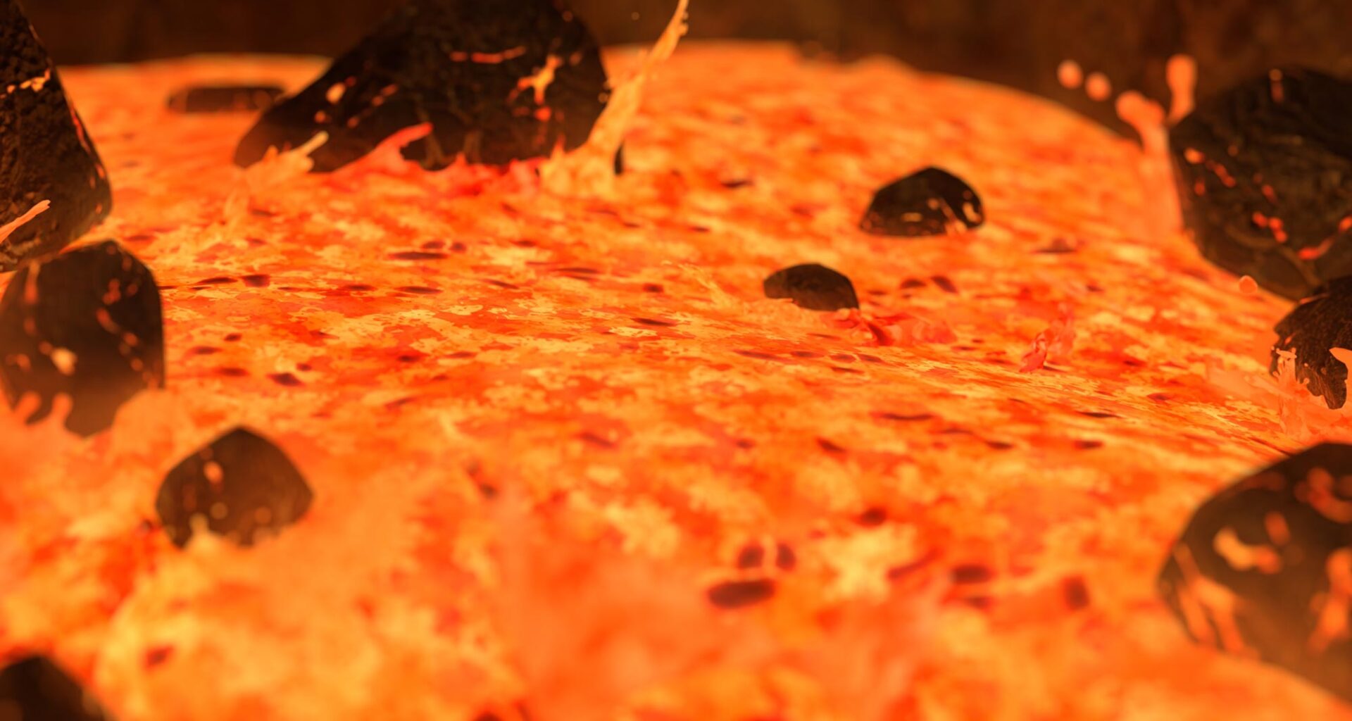 Hot Glowing Lava Magma Pool Volcanic Eruption