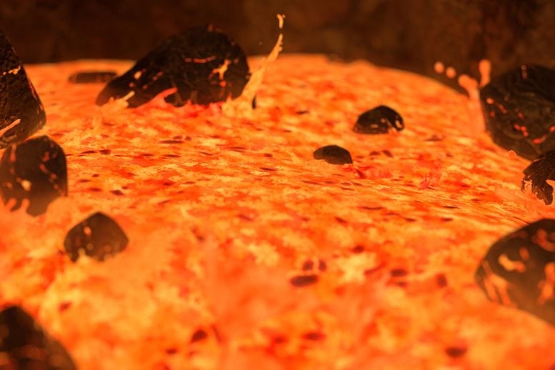 Hot Glowing Lava Magma Pool Volcanic Eruption