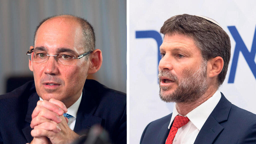 BOI Governor Amir Yaron (left), Finance Minister Bezalel Smotrich (Alex Kolomoisky) שר האוצר בצלאל סמוטריץ' הנגיד אמיר ירון