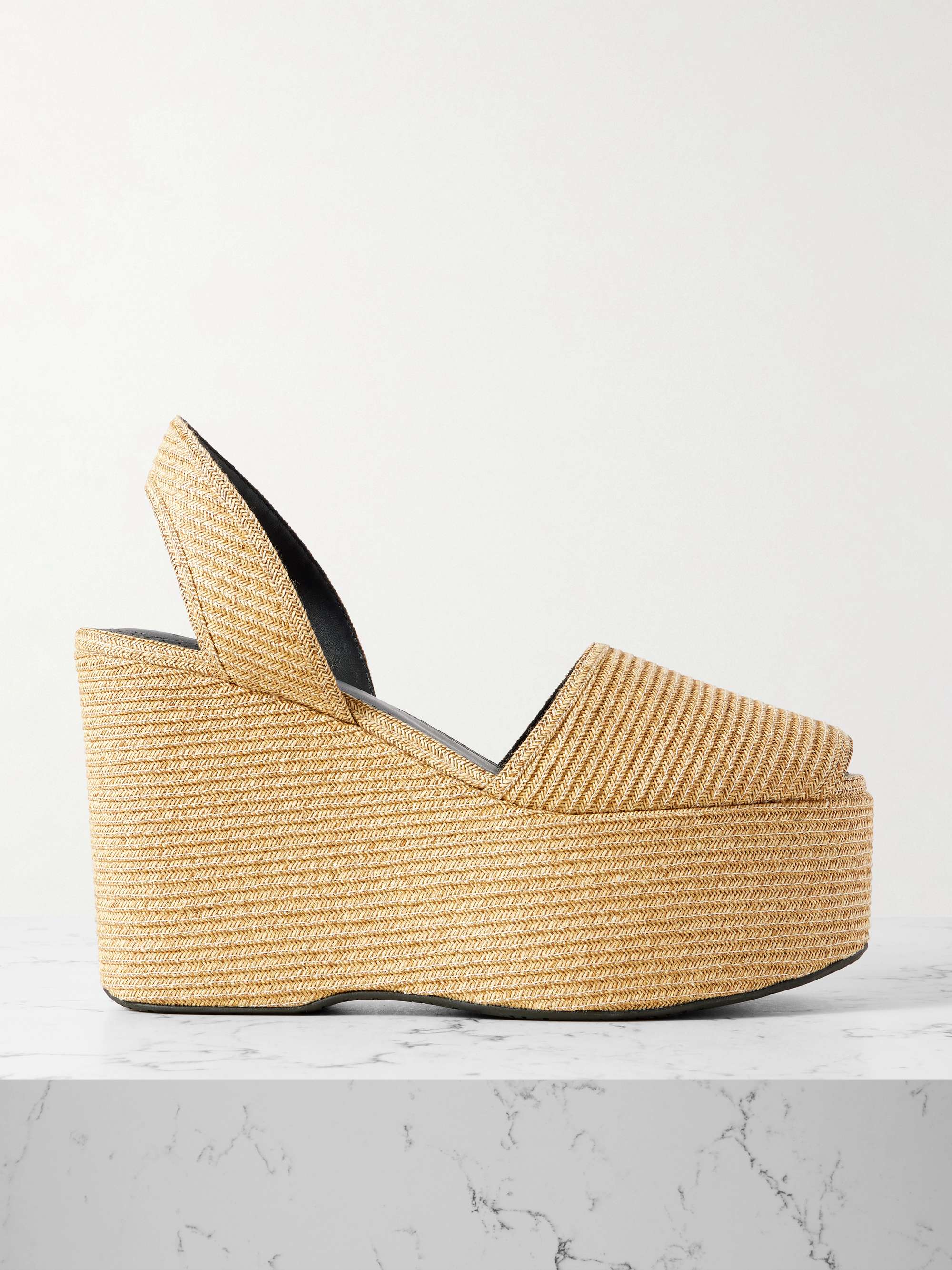 Straw Slingback Platform Wedge Sandals