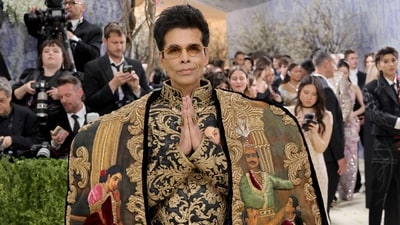 Karan Johar attends the 2026 Met Gala celebrating "Costume Art" at the Metropolitan Museum of Art on May 04, 2026 in New York City.   Julian Hamilton/Getty Images/AFP (Photo by Julian Hamilton / GETTY IMAGES NORTH AMERICA / Getty Images via AFP) (Getty Images via AFP)