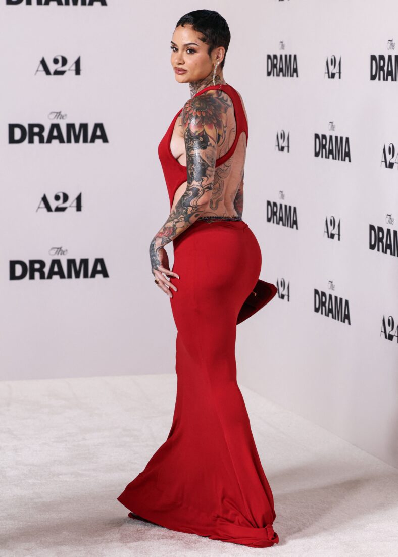 Kehlani posing in red