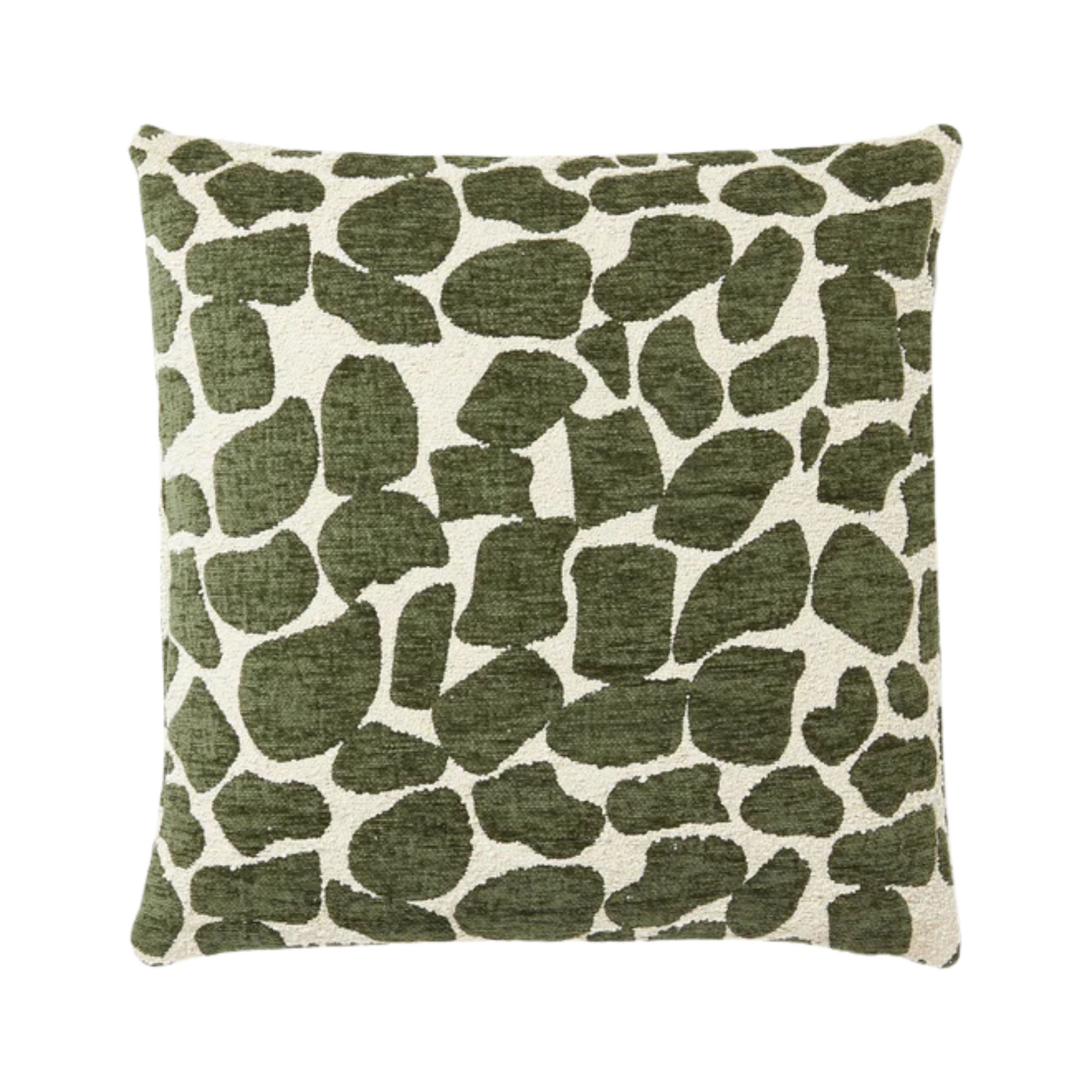Westwing Collection, Boucl&eacute; and Chenille Cushion Cover Nenda &ndash; W 50 X L 50 Cm &ndash; Dark Green, Off White