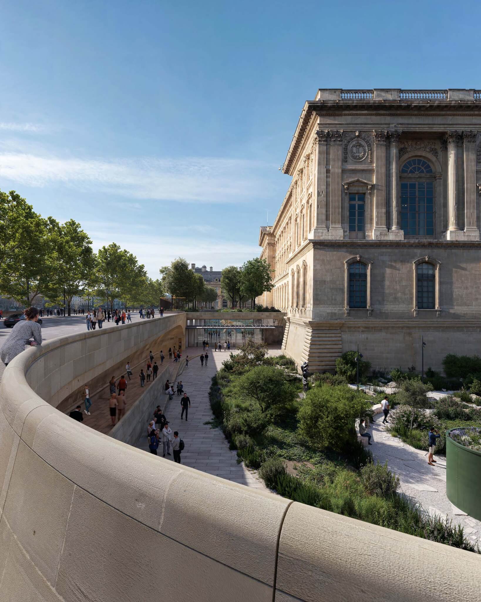 rendering of moat outside louvre