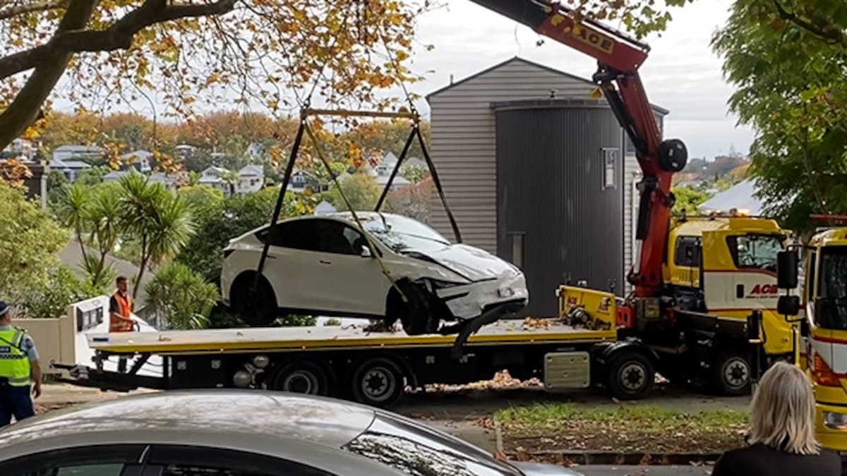 Freemans Bay birthday party chaos as Tesla Uber ploughs into house