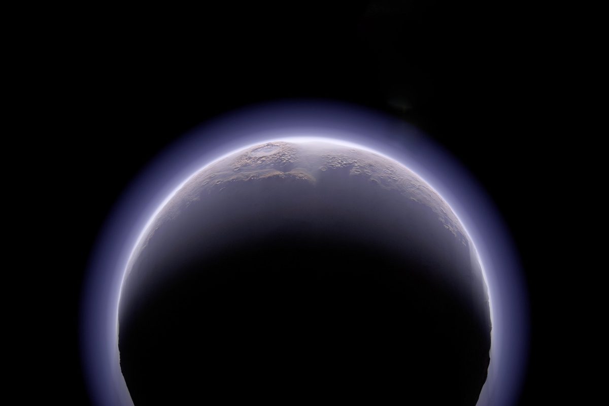 Planet surrounded by thin atmosphere