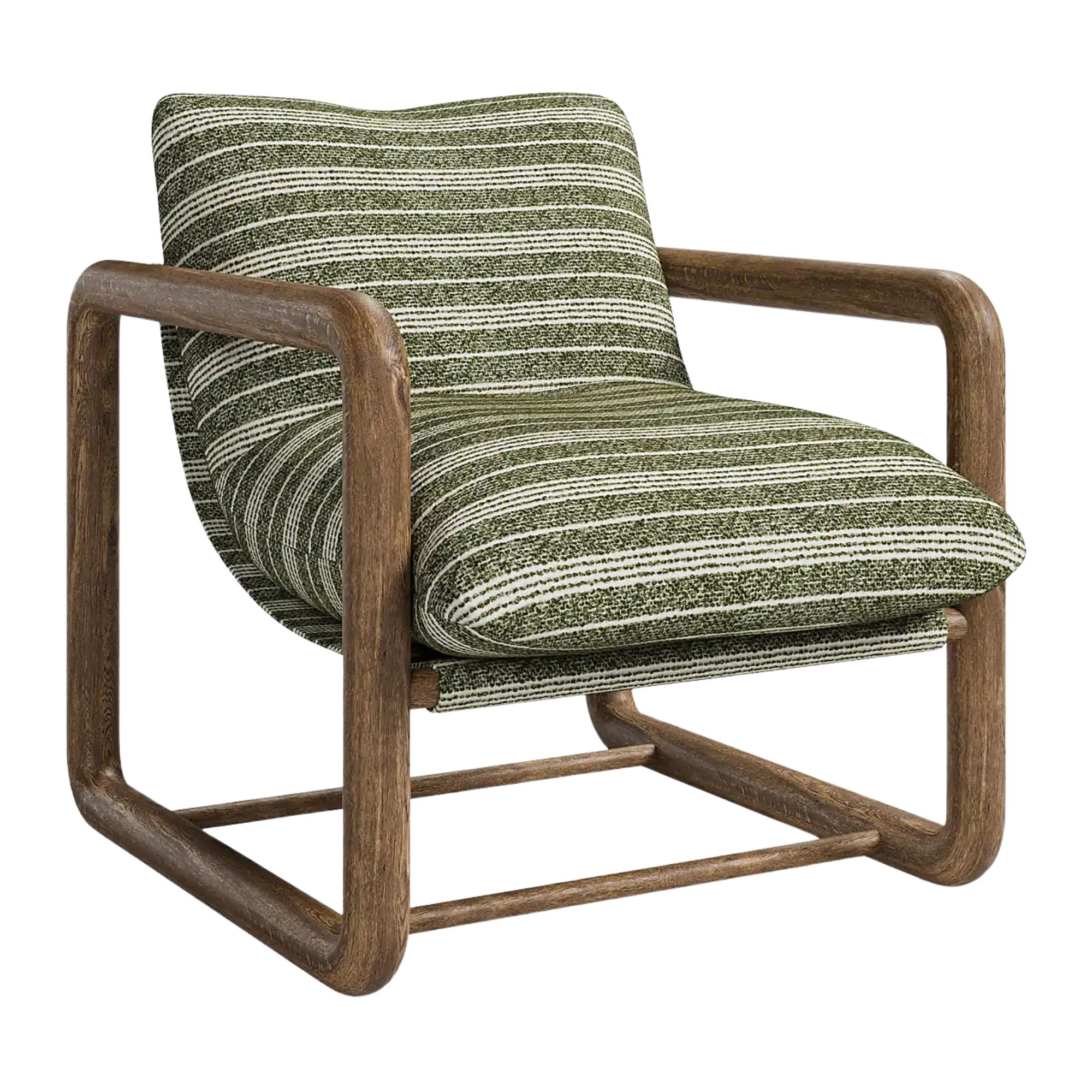 Dunelm, Malia Boucl&eacute; Stripe Chunky Wooden Occasional Armchair