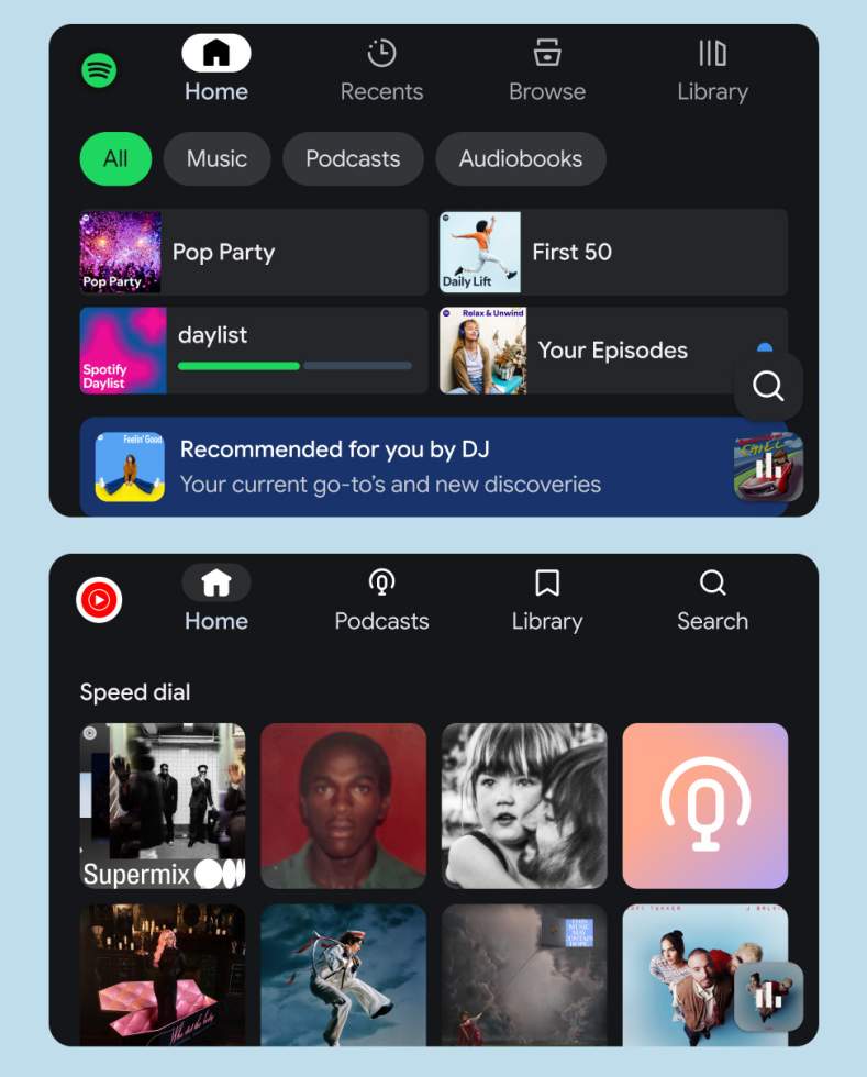 New Spotify YouTube Music Auto