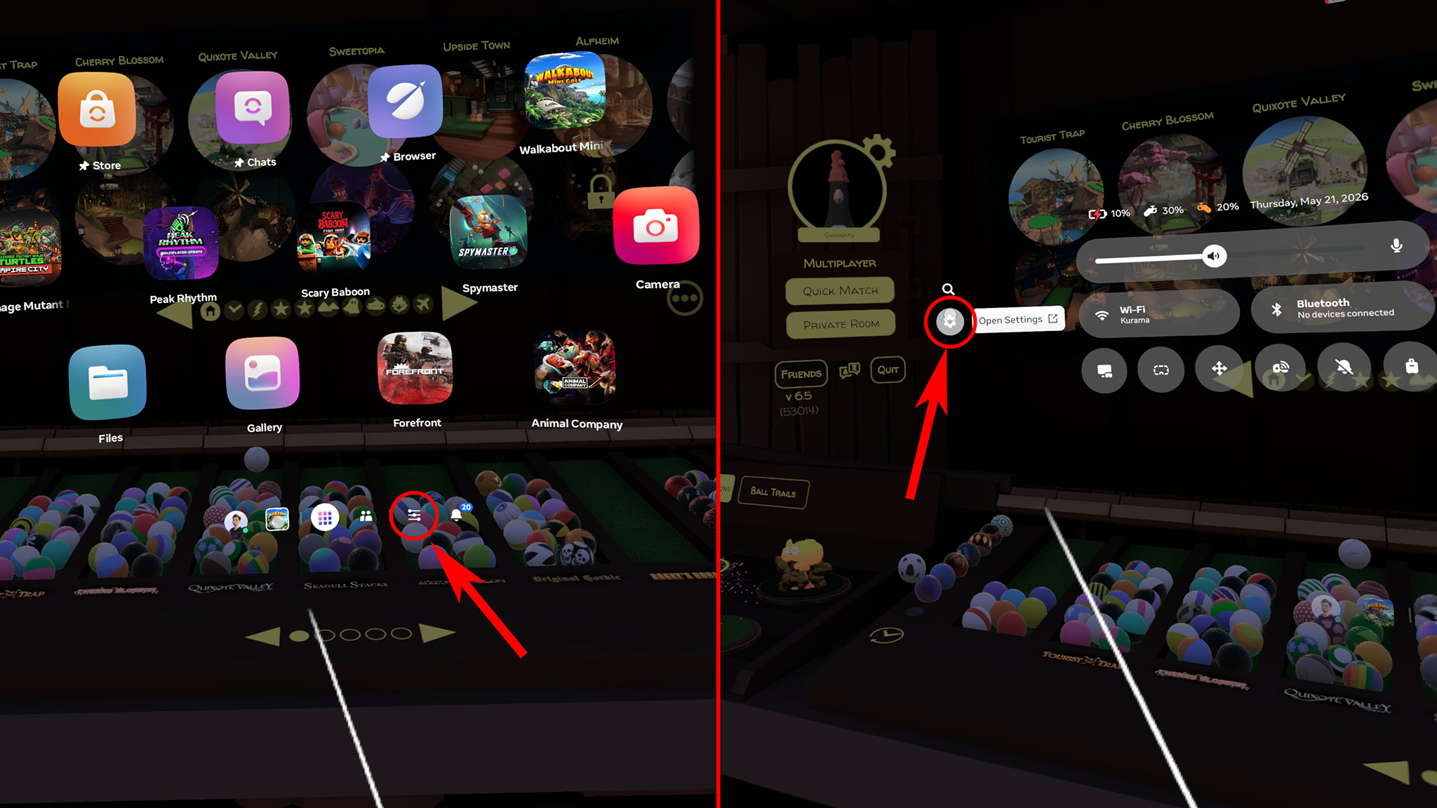 How to find the settings icon in the 2026 Navigator UI on a Meta Quest 3/3S