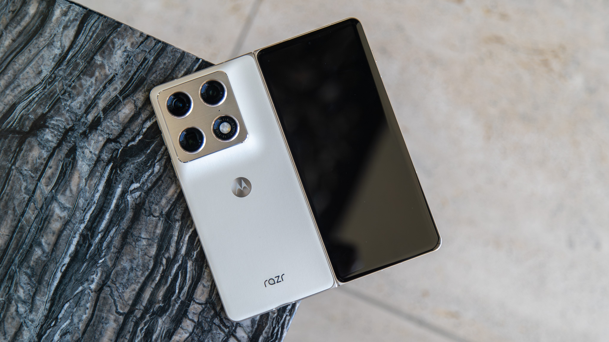 Motorola Razr Fold open and on a corner