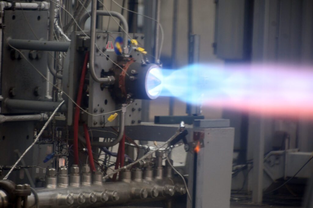 Successful hot fire test of its Chakram rotating detonation rocket engine (RDRE) at NASA’s Marshall Space Flight Center (MSFC) in Huntsville, Alabama. Photo via Astrobotic.