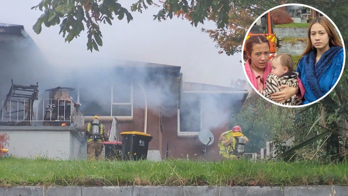 Tokoroa house fire: Young family and baby escape burning home