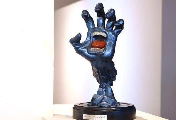 A 3D "Screaming Hand" is included in Jim Phillips' show at the R. Blitzer Gallery. (Shmuel Thaler Santa Cruz Sentinel)