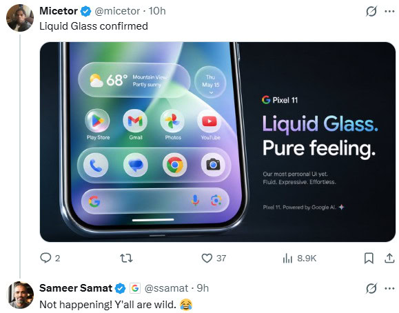 Sameer Samat no Liquid Glass Twitter 1 Sameer Samat no Liquid Glass Twitter 1