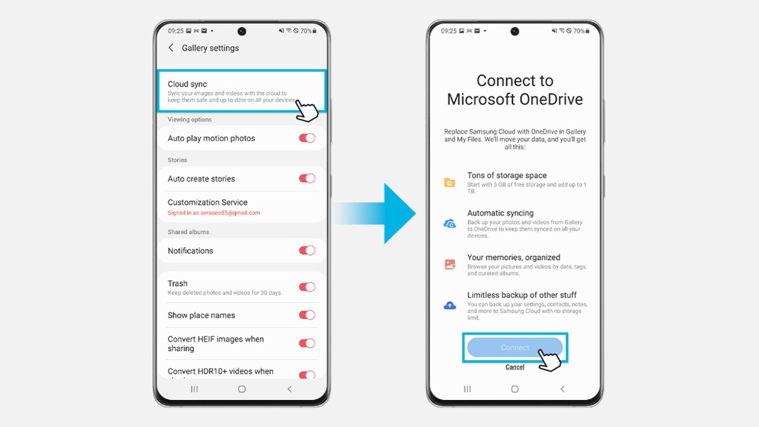 Samsung Gallery OneDrive sync