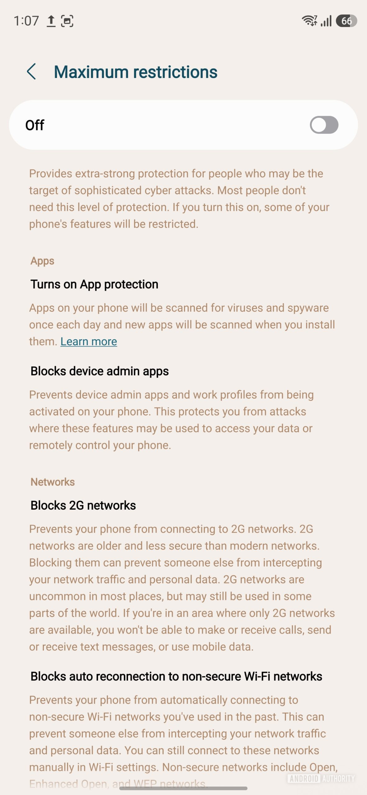 Samsung One UI 8.5 Auto Blocker Maximum Restrictions