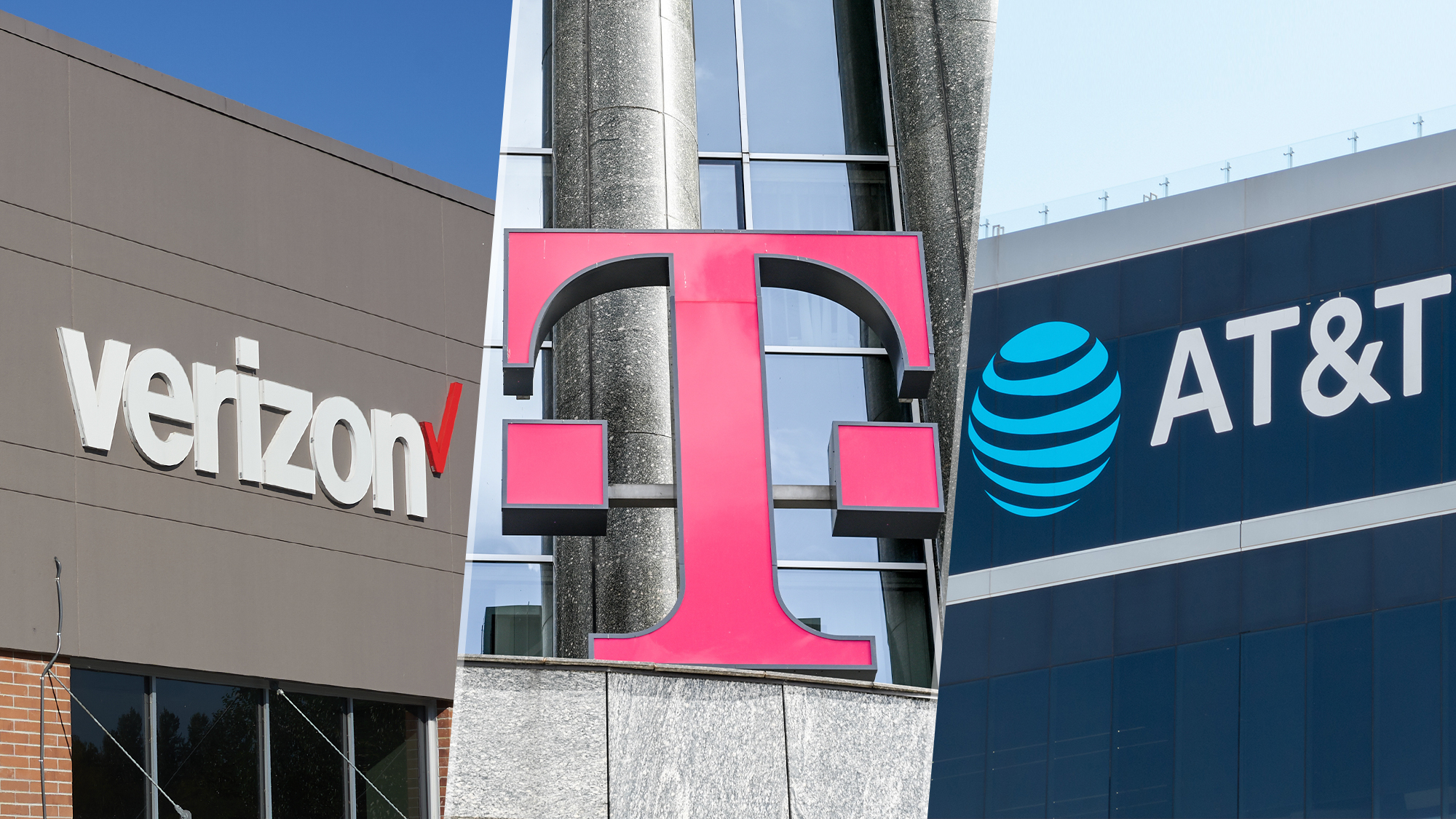 Verizon T-Mobile and AT&amp;T logos