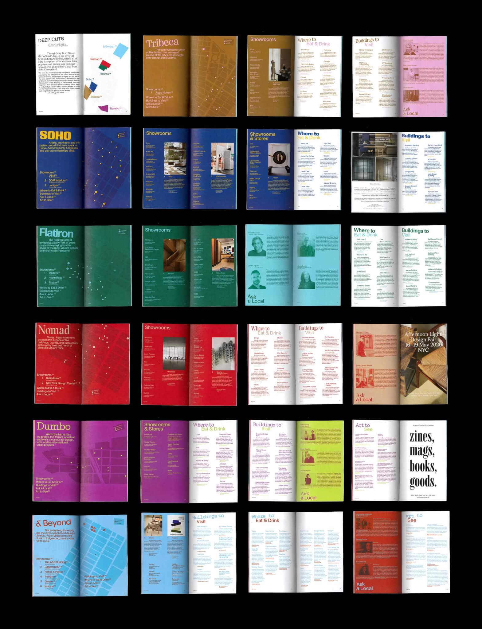 pages of AN Interior Deep Cuts laid out on a black background