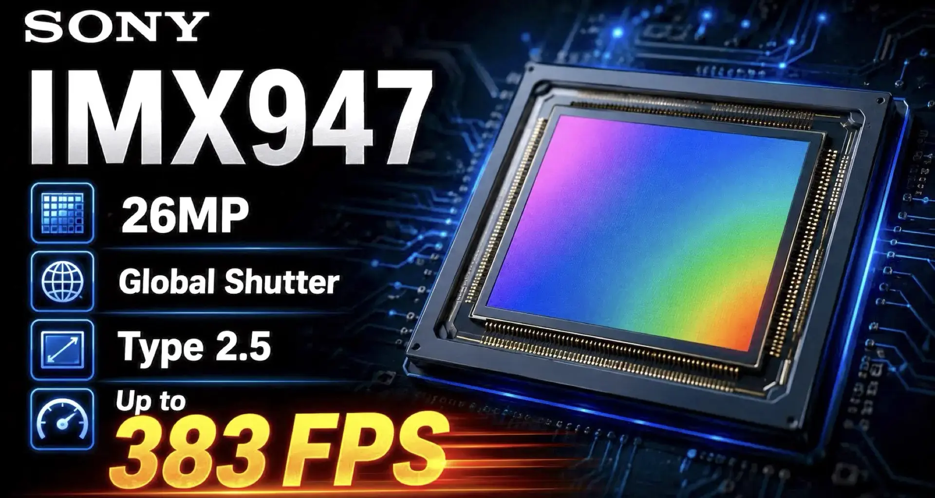Sony Unveils a Huge 2.5 Inch Global Shutter Sensor With 26MP at 383 FPS
