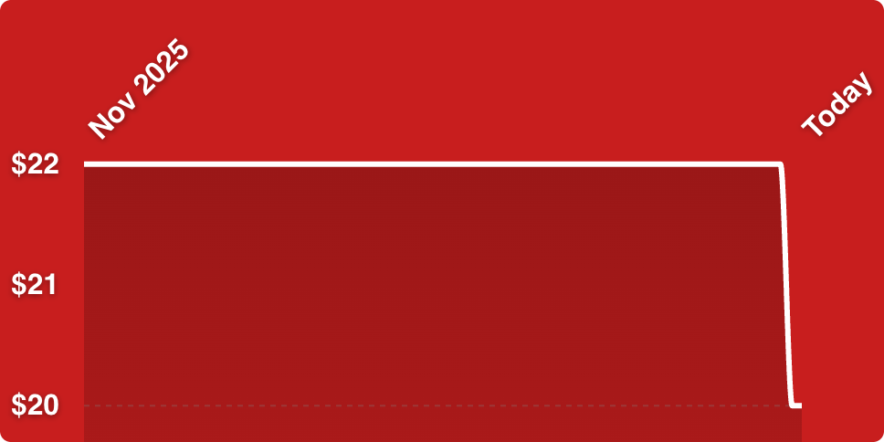 A red rectangular object with white lines