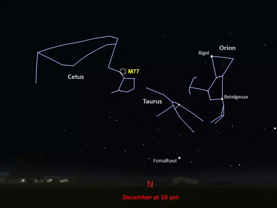 This M77 Star Chart Shows The View From Mid Southern Latitudes At The Specified Time.