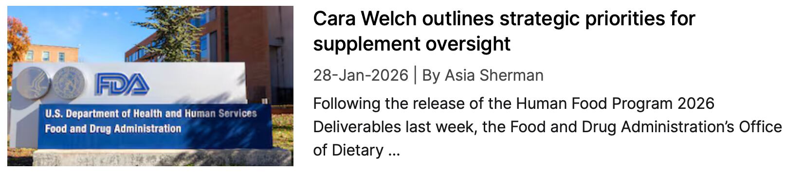 FDA modernizing supplement oversight NI coverage