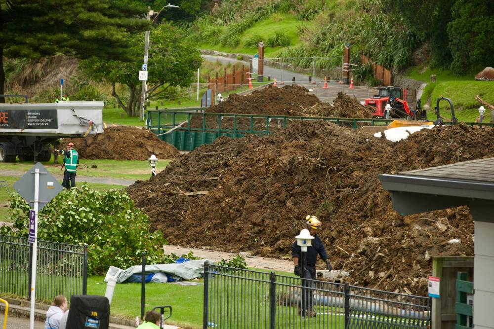 The rescue operation at Mount Maunganui Beachside Holiday Park in January. Photo / Jason Dorday