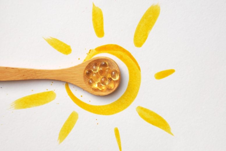 Vitamin D Supplement Capsules Wooden Spoon Sun Art