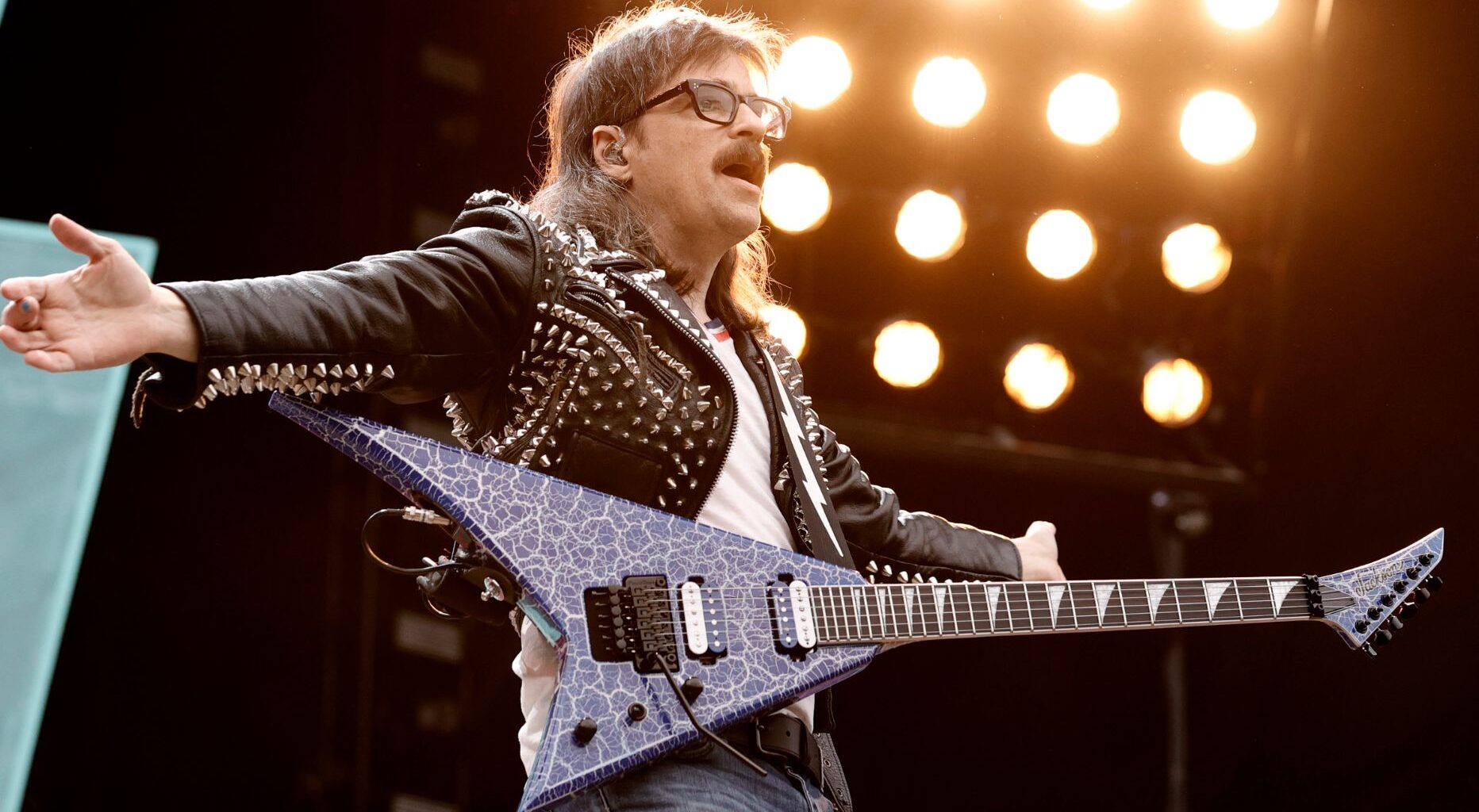 Rivers Cuomo of Weezer performs during The Hella Mega Tour at Citi Field on August 04, 2021 in New York City