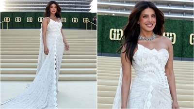 Priyanka Chopra stuns in Amit Aggarwal's sculptural gown at 5th Annual Gold Gala. (Instagram)