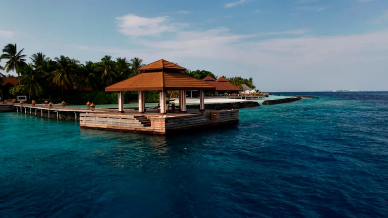 A jetty is seen on a resort on Male Attol in Maldives
