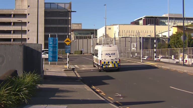 A police van at Mt Eden Corrections Facility.
