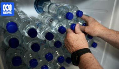 Bottled water labelled spring from bores