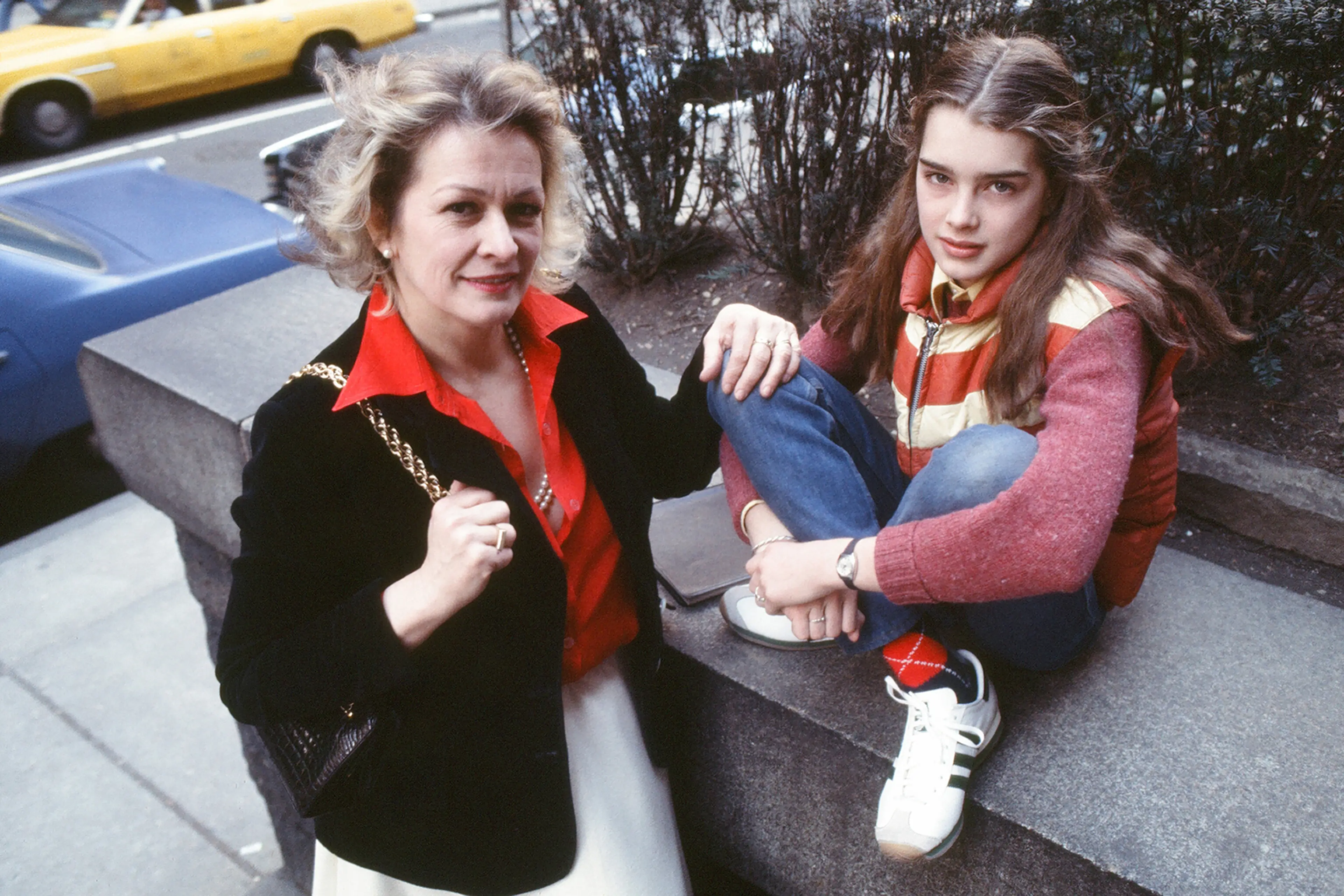 Shields pictured with her mother and manager Teri Shields the year that Pretty Baby was released (Robert R McElroy/Getty Images)