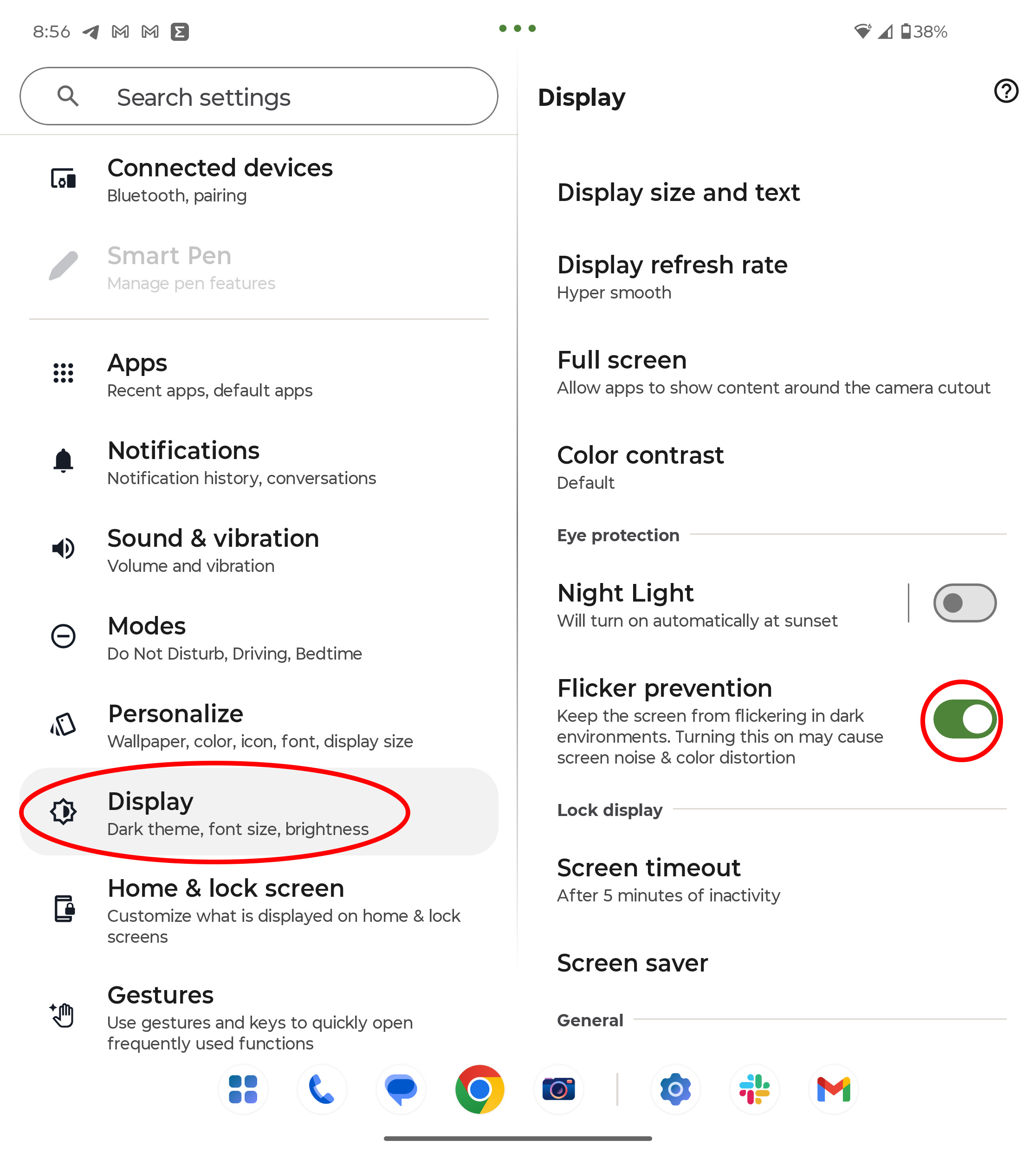 How to enable flicker prevention on a Motorola Razr Fold 2026
