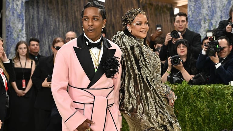 A$A$AP Rocky, left, and Rihanna arrive at The Metropolitan Museum of Art's Costume Institute benefit gala. (Source: Invision / AP)