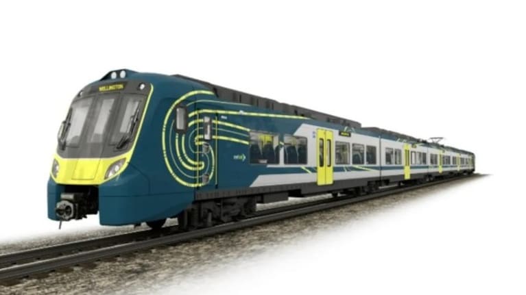 An artist's render of the new hybrid electric trains.
